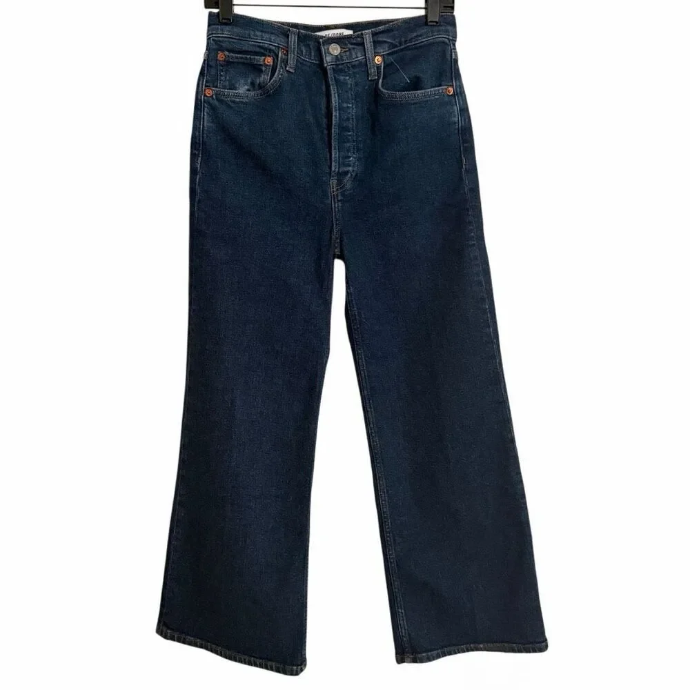Re/Done High Rise Wide Leg Crop Jeans 26 Heritage Rinse